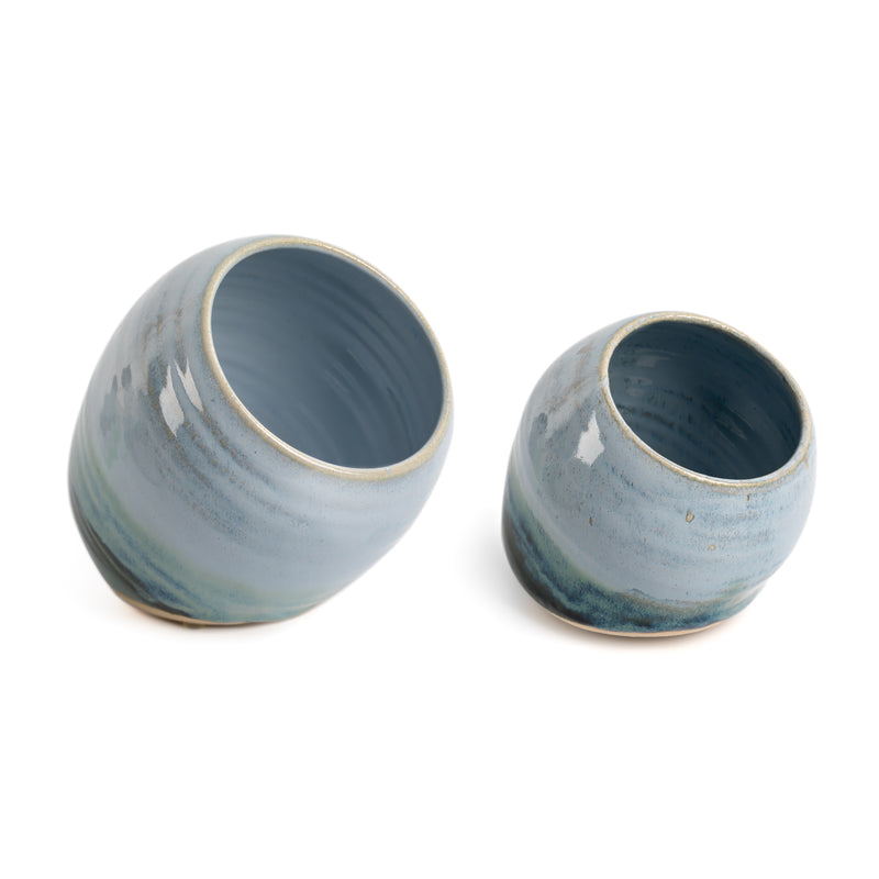 New | Small Handmade Salt Pig - Green and Blue