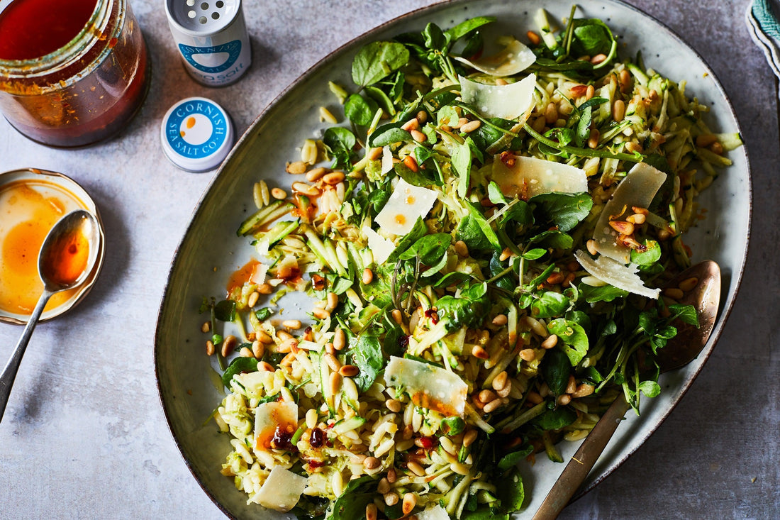 Green Orzo Salad with Cornish Sea Salt Flakes