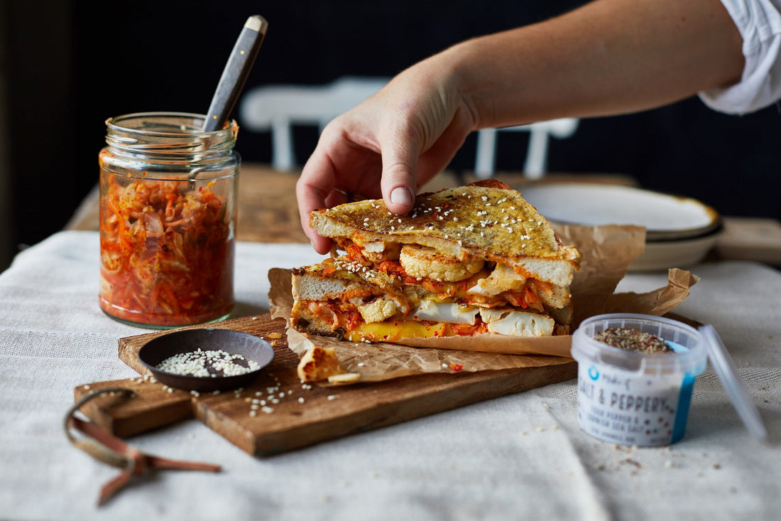 Kimchi and Cauliflower Toasted Sandwich with Salt & Peppery