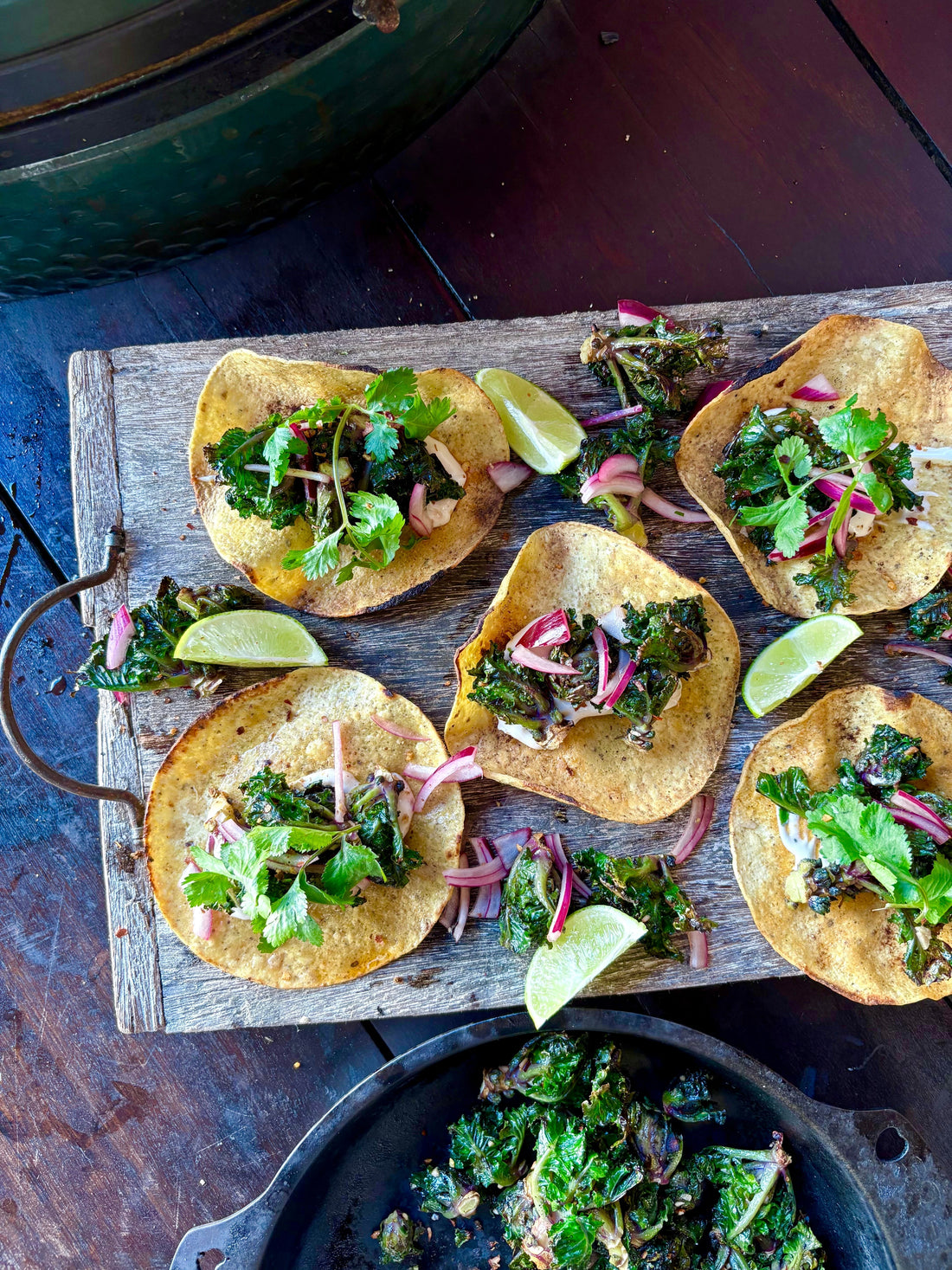 Padstow Kitchen Garden Charred Summer Kalette Tortilla's
