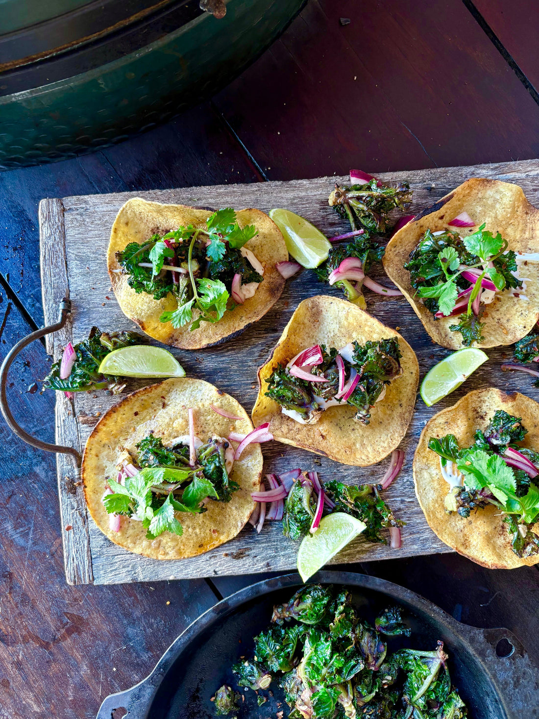 Padstow Kitchen Garden Charred Summer Kalette Tortilla's