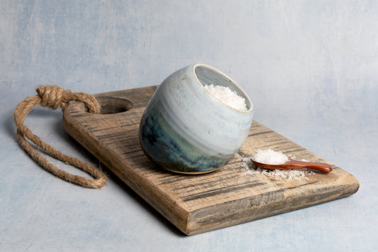 New  |  Small Handmade Salt Pig - Green and Blue