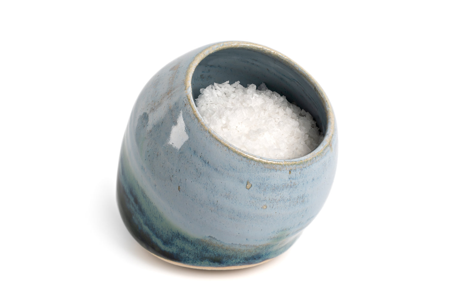New  |  Small Handmade Salt Pig - Green and Blue