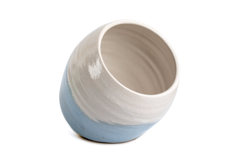 New  |  Large Handmade Salt Pig - White and Blue