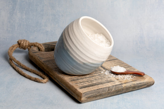 New  |  Large Handmade Salt Pig - White and Blue
